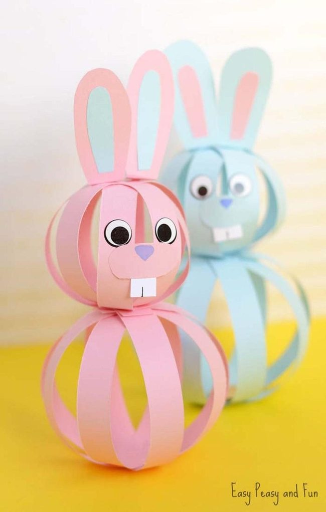 Colorful Paper Bunnies Strung Together