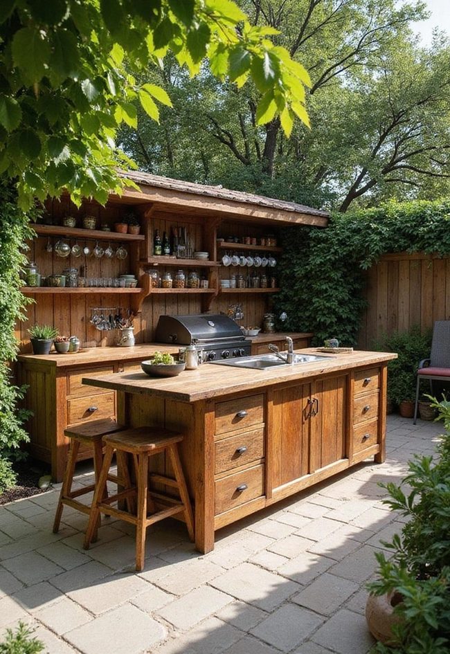 Reclaimed Teak Exterior Cookspace Island