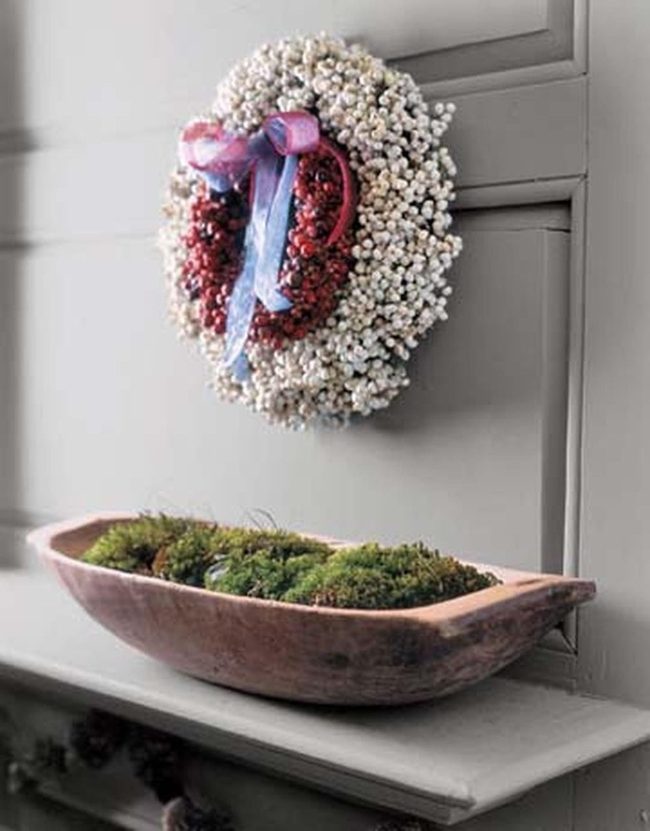 White Berry Wreath Purple Ribbon