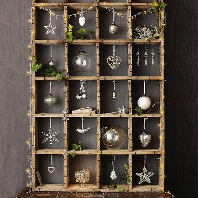 Shimmering Silver Ornaments Dark Wall