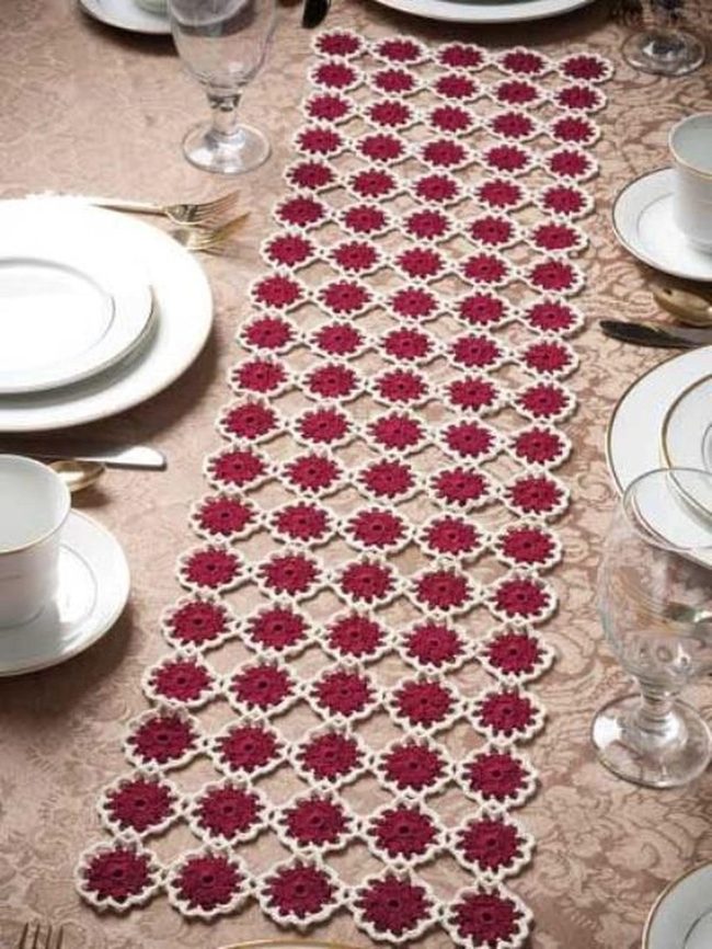 Handmade Red Flowers, Golden Plates