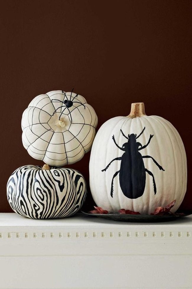 White Pumpkins Black Graphic Patterns