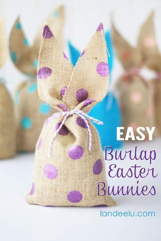 Weighted Burlap Bunnies Spring Display