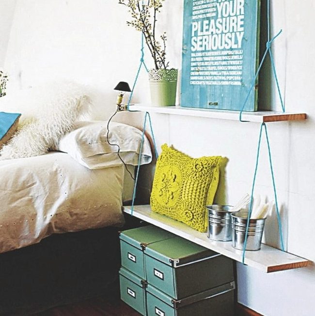 Yellow Knit Breaks Minimalist Shelving