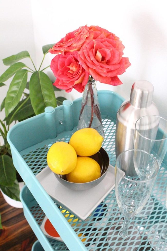 Lemon Pink Rose Cocktail Setup