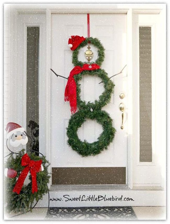 Boxwood Snowman Door Wreath