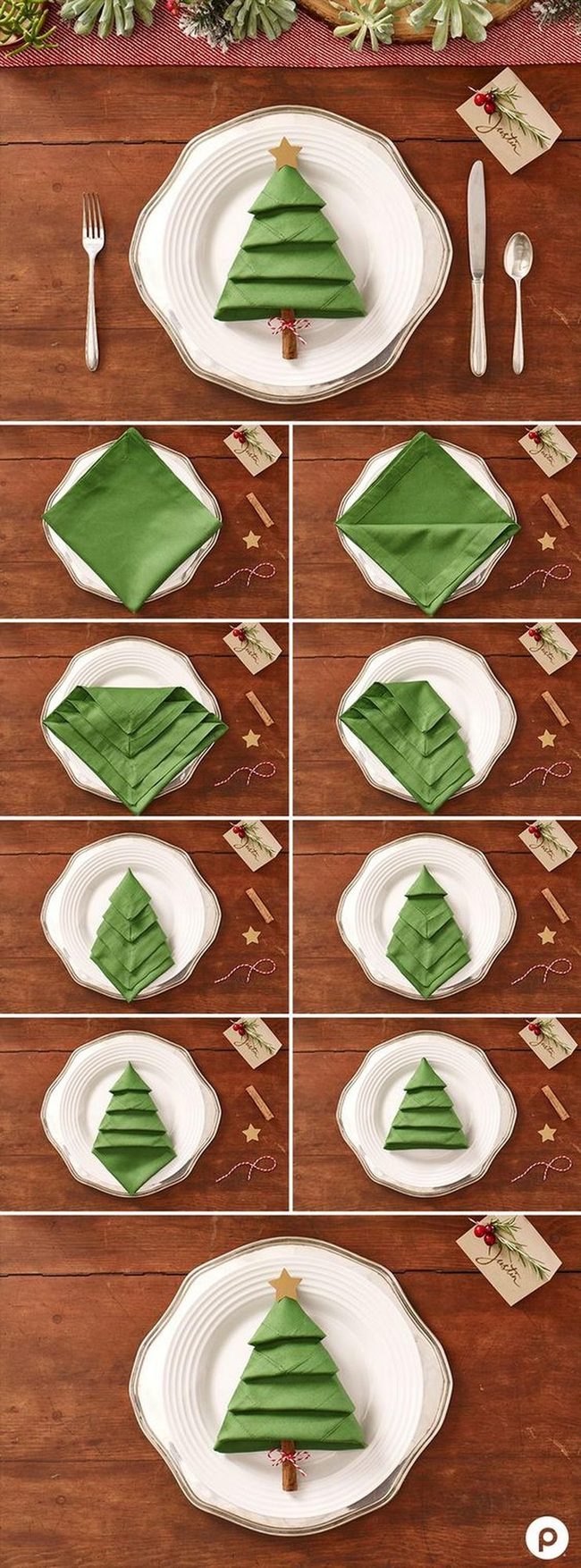 Green Napkin Trees With Candy Stars