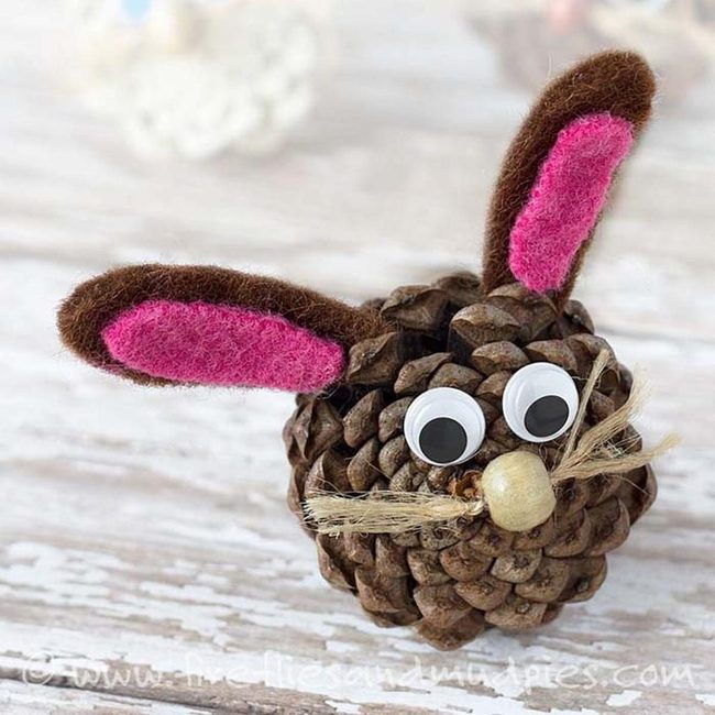 Pinecone Easter Bunnies Spring Craft