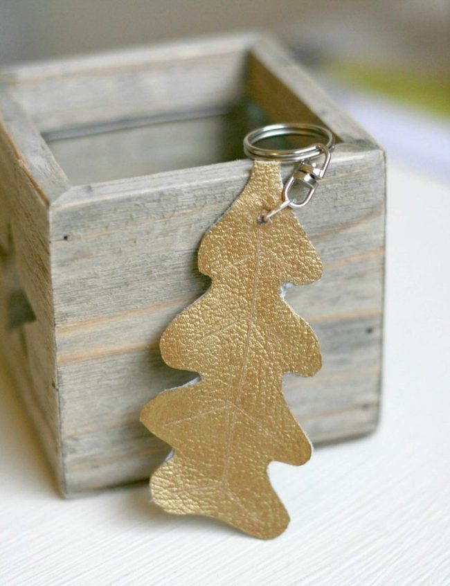 Gold Leaf Metal Keychains