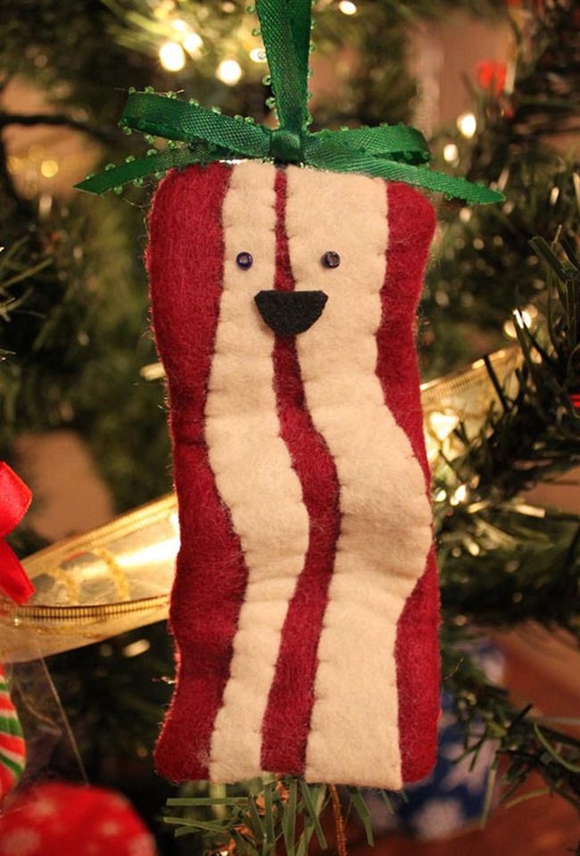 Striped Bacon Christmas Ornament