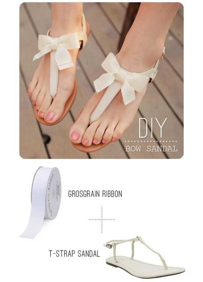 White Ribbon Bow Sandals