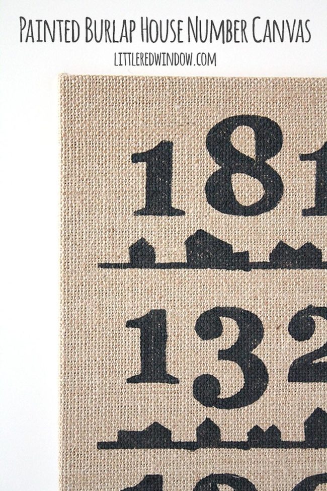 Black Numerals On Burlap Tan