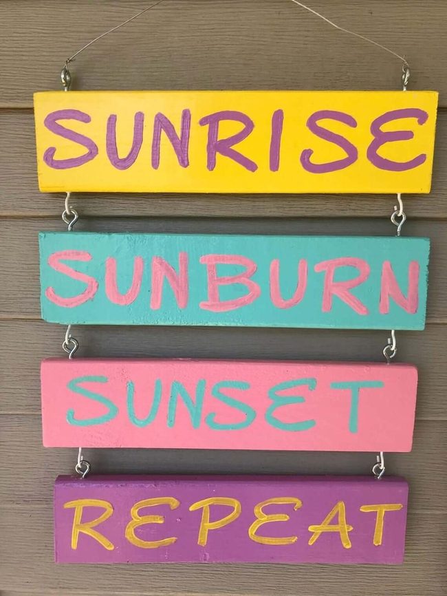 Pink Purple Sunrise Pool Sign