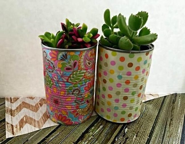 Painted Containers With Stenciled Patterns