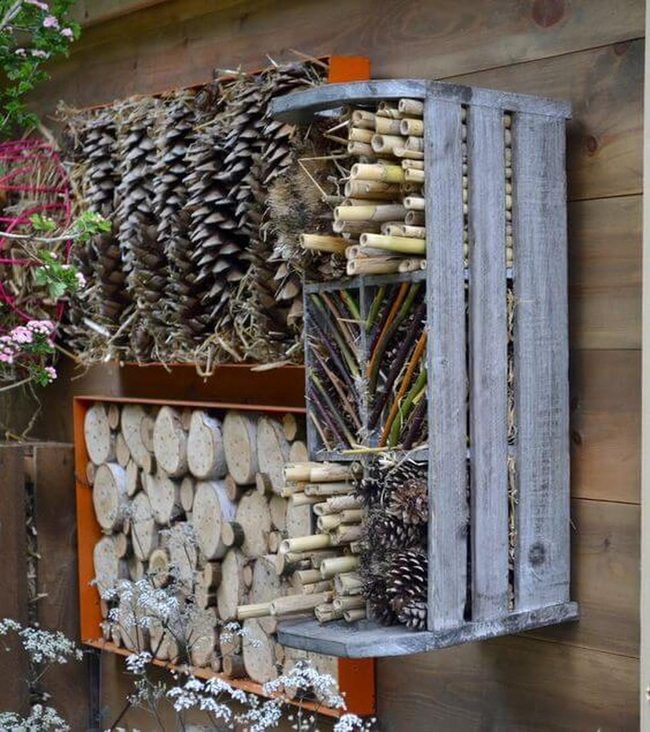 Wooden Tower For Pollinating Insects