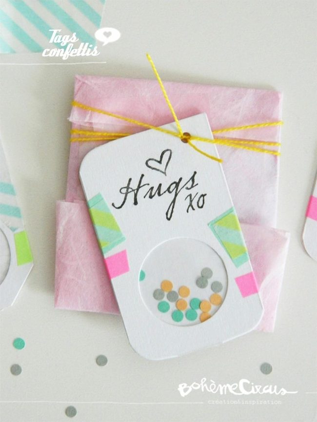 Pink Tissue Packages With Confetti Windows