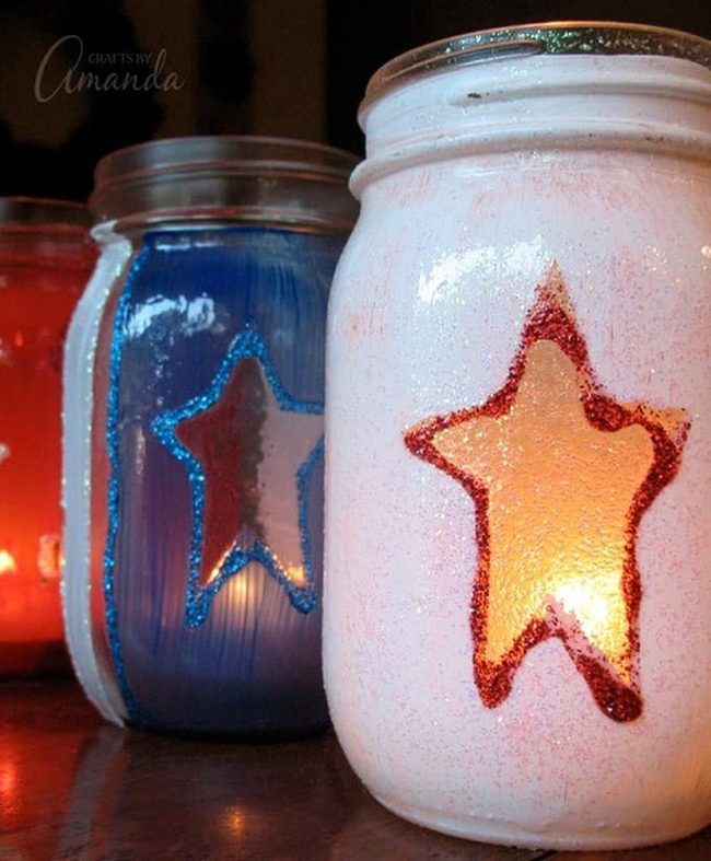 Red White Blue Glass Lanterns