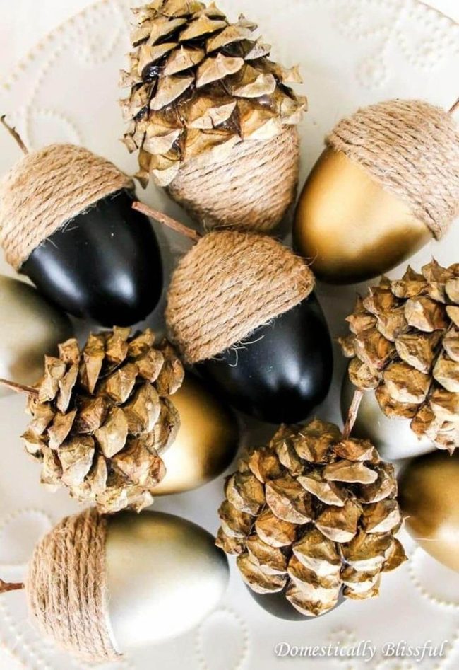 Painted Eggs With Pinecone Tops