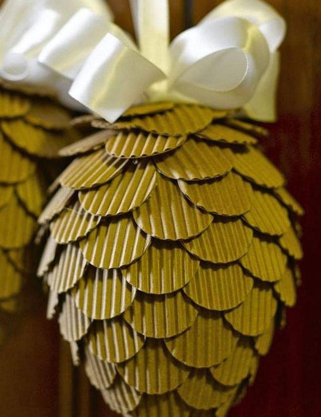 Handmade Paper Pinecones In Cream