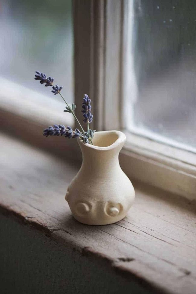 Cream Air-Dry Clay Miniature Vessel