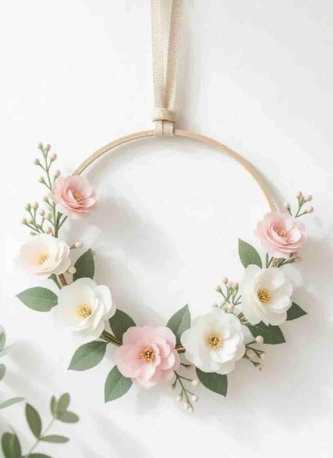 Faux Flowers Iron Wall Wreaths