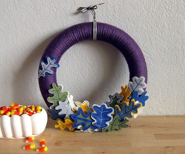 Purple Yarn Wreath Autumn Abundance