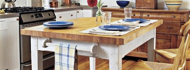 Copper Pots White Kitchen Island