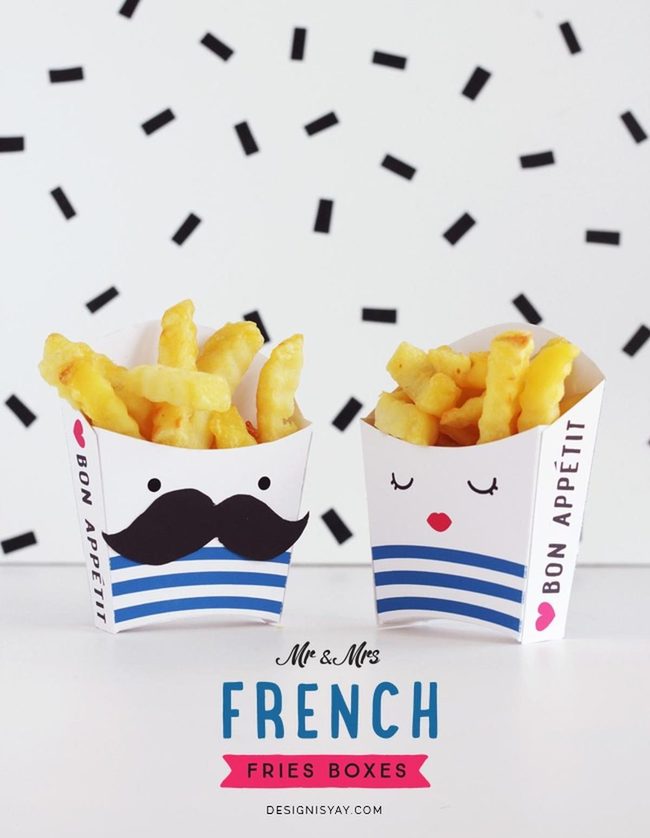 Mustached Fries With Nautical Hearts