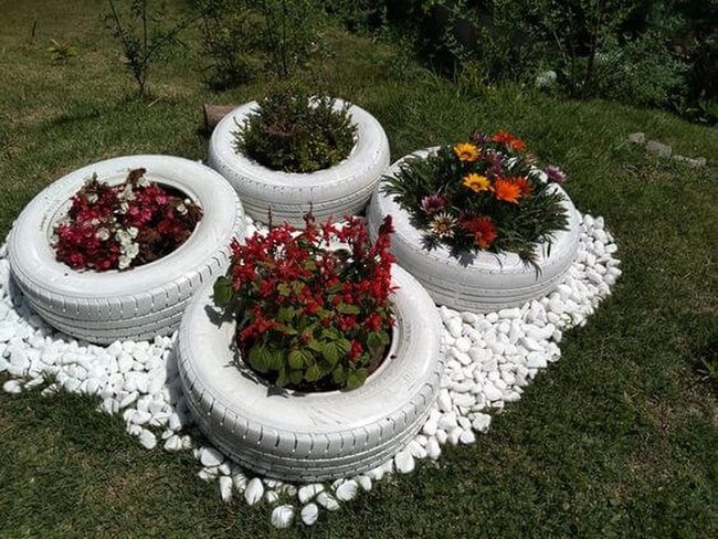 Stacked Tire Flower Towers