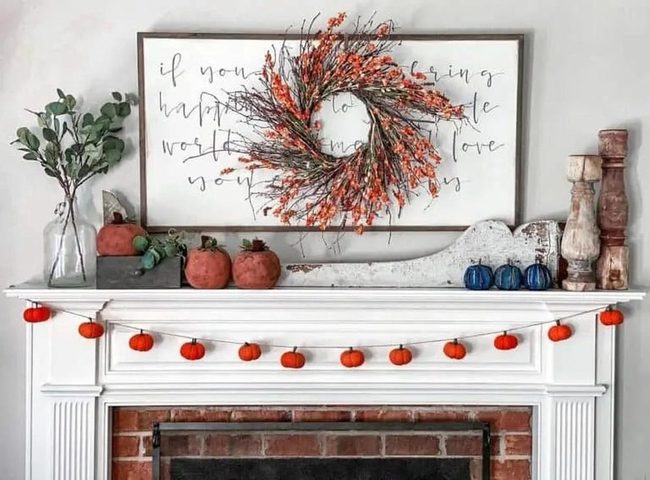 Natural Branches Fall Mantelpiece