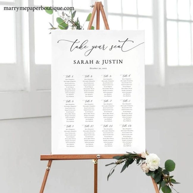 Cursive And Serif Wedding Seating
