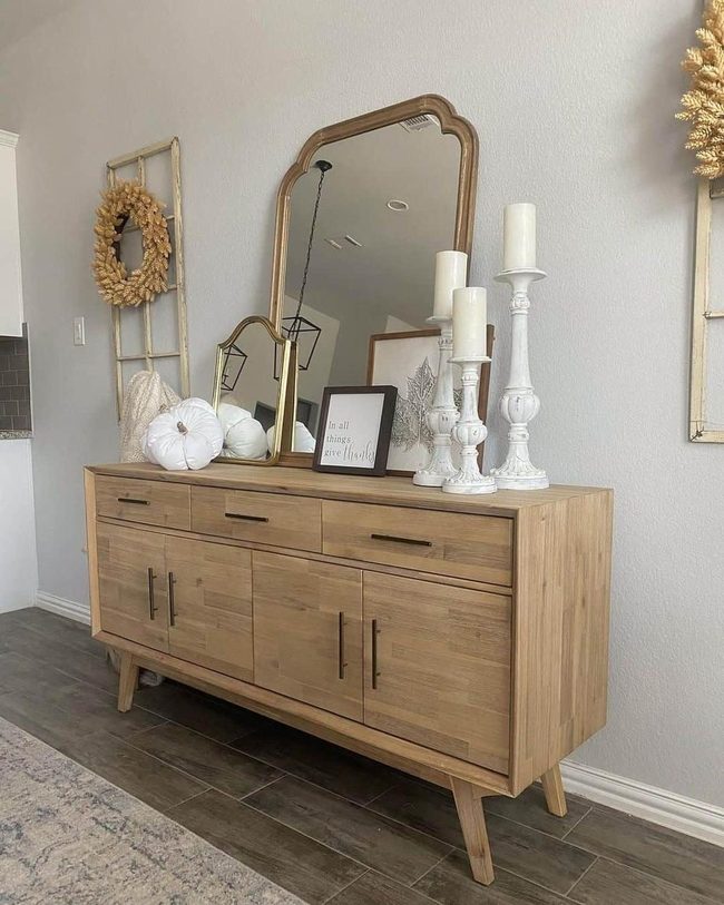 Light Wood Brass Pulls Dining