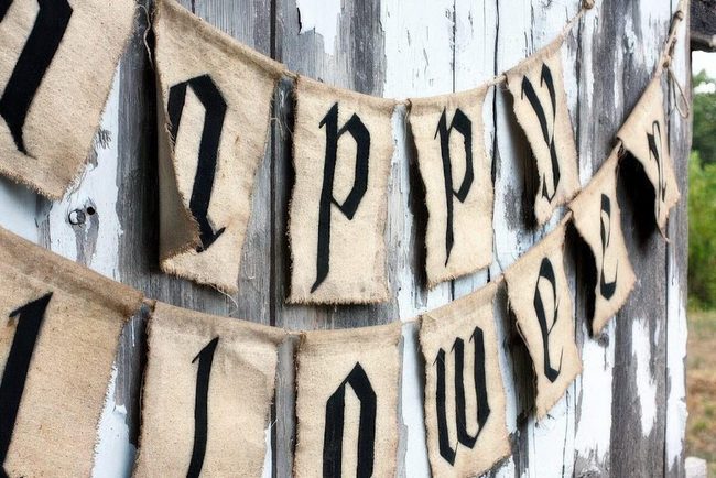 Burlap Banners With Black Letters