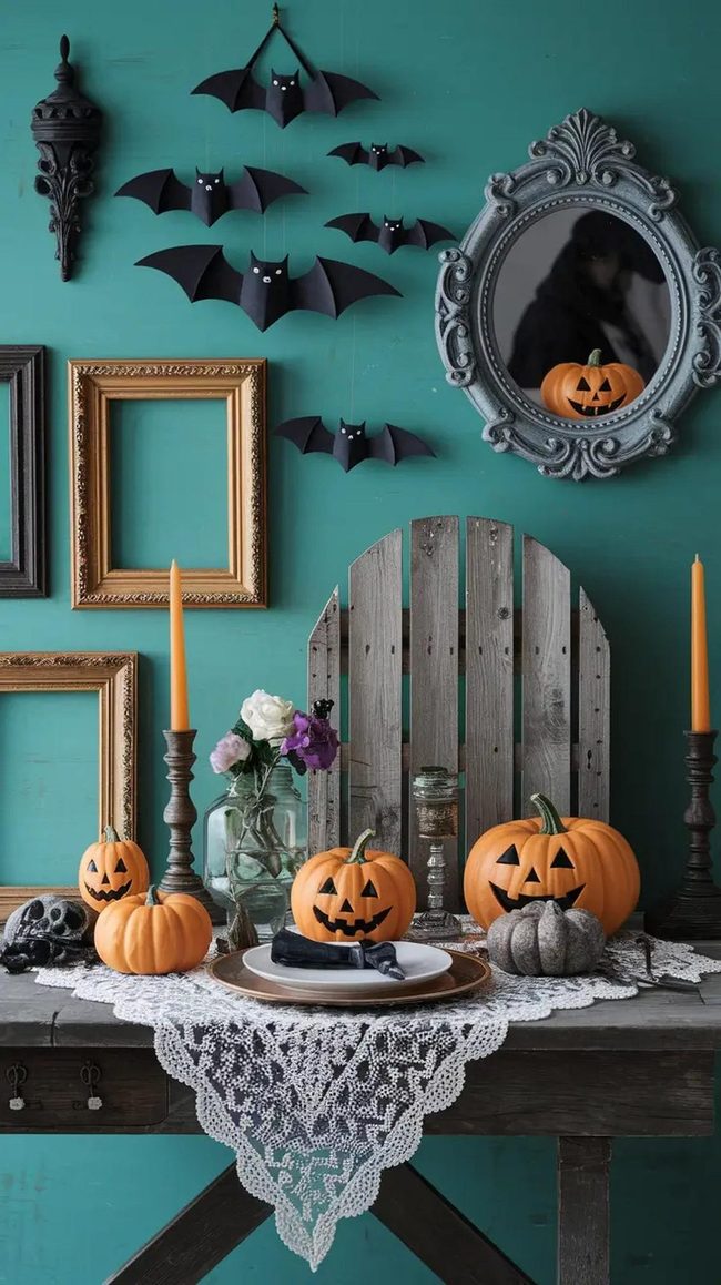 Gold Cardboard Moons Halloween Decor