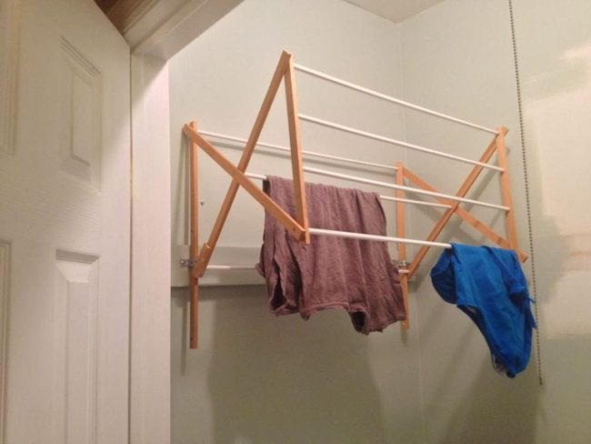 Wood And White Laundry Rack