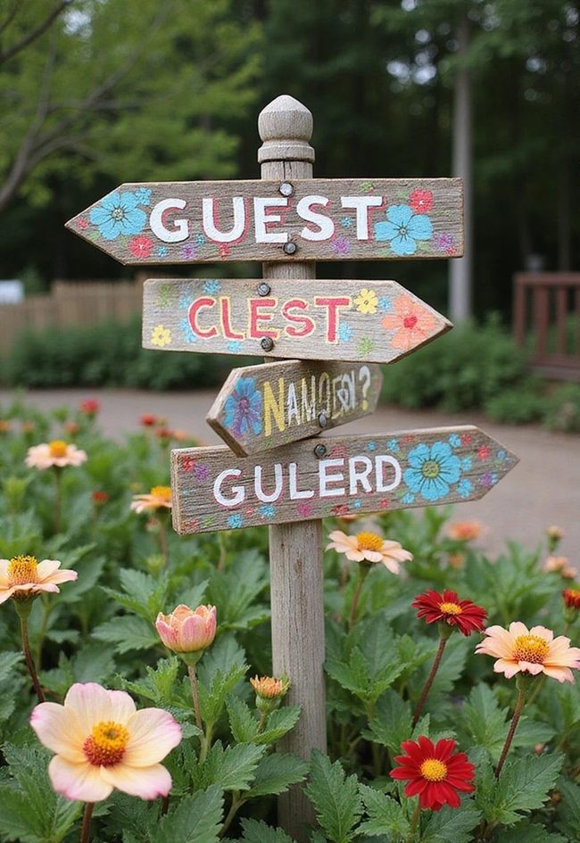 Painted Walnut Garden Signposts