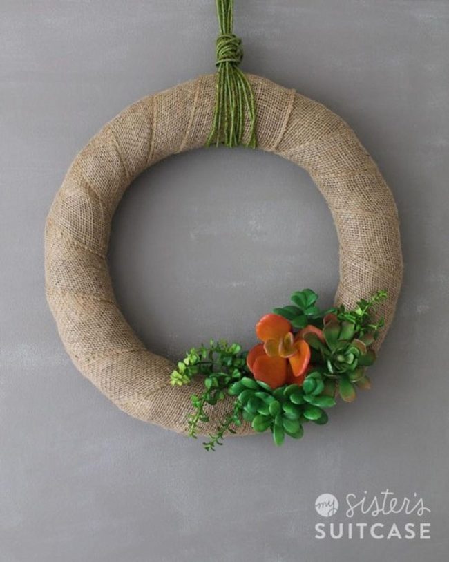 Green And Orange Succulent Wreath