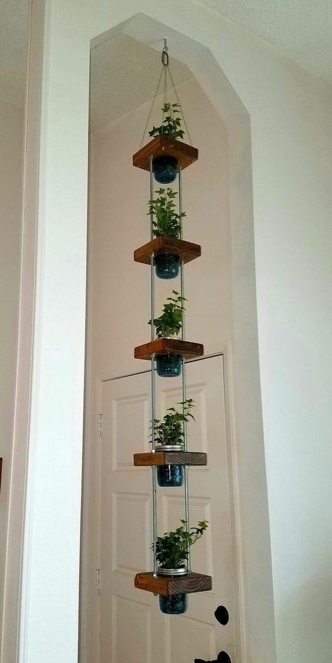 Suspended Greens With Wooden Shelves