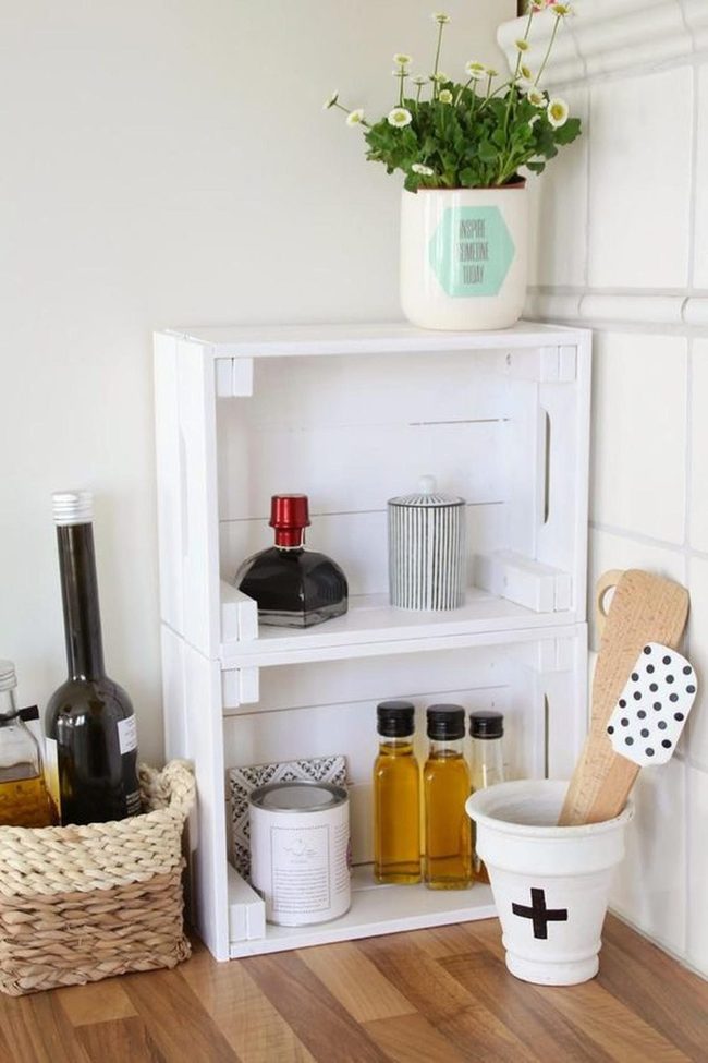 White Shelves Warm Wood Floor
