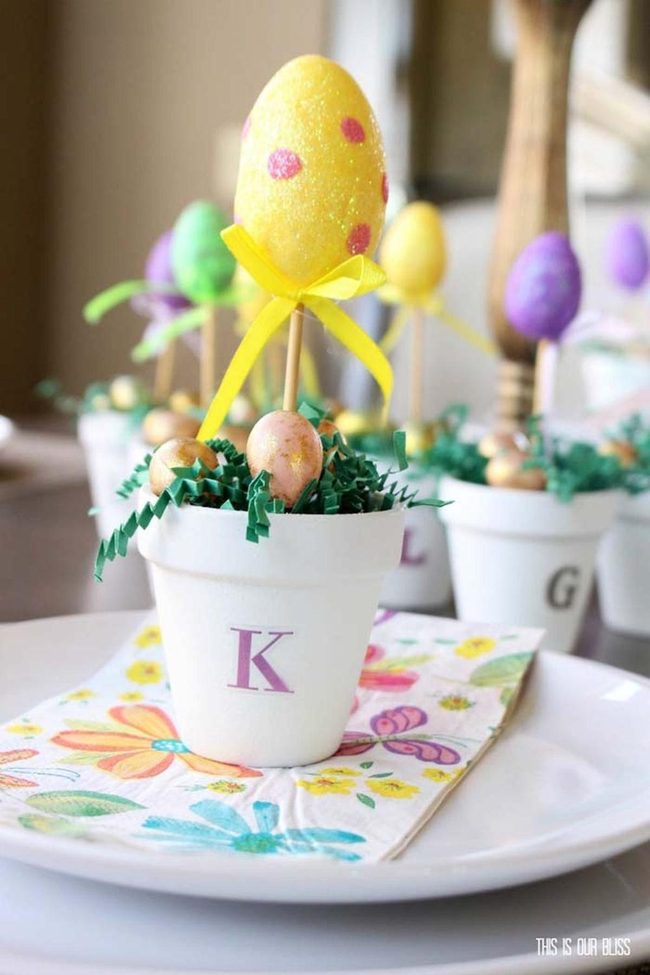 Colorful Dollar Store Easter Topiaries