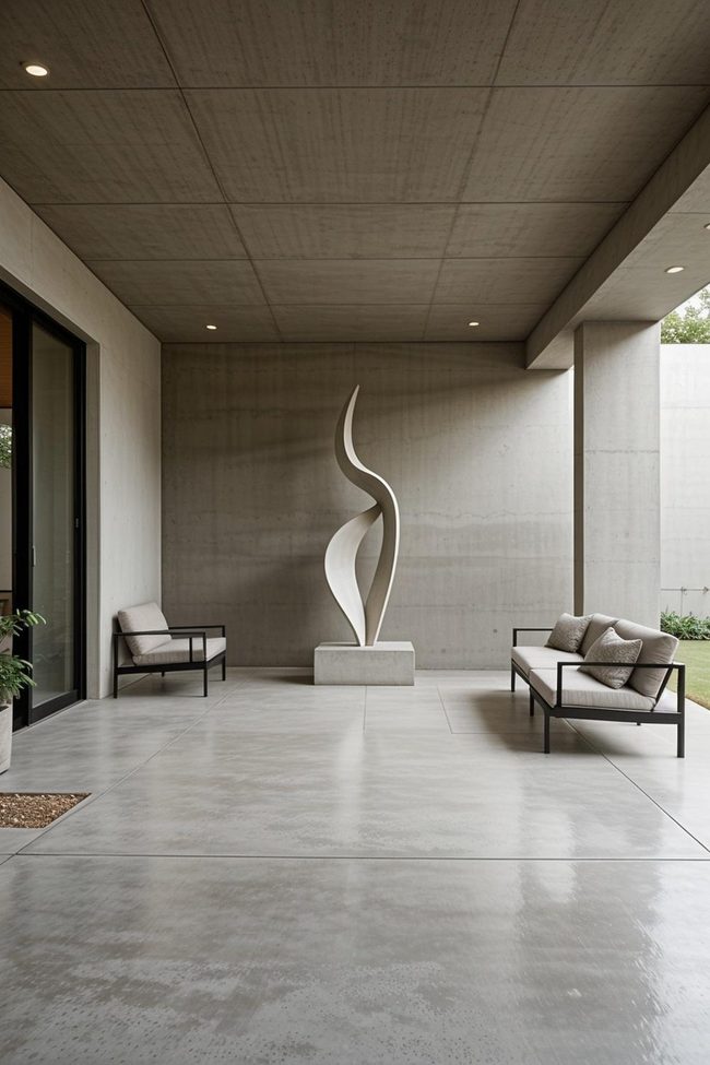 Metal Sculpture Concrete Statement