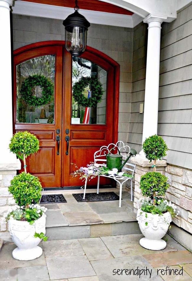 Sculpted Green Entrance Spheres