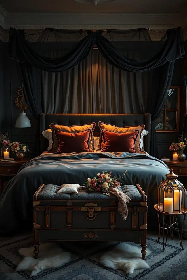 Black Velvet Canopy Bedroom