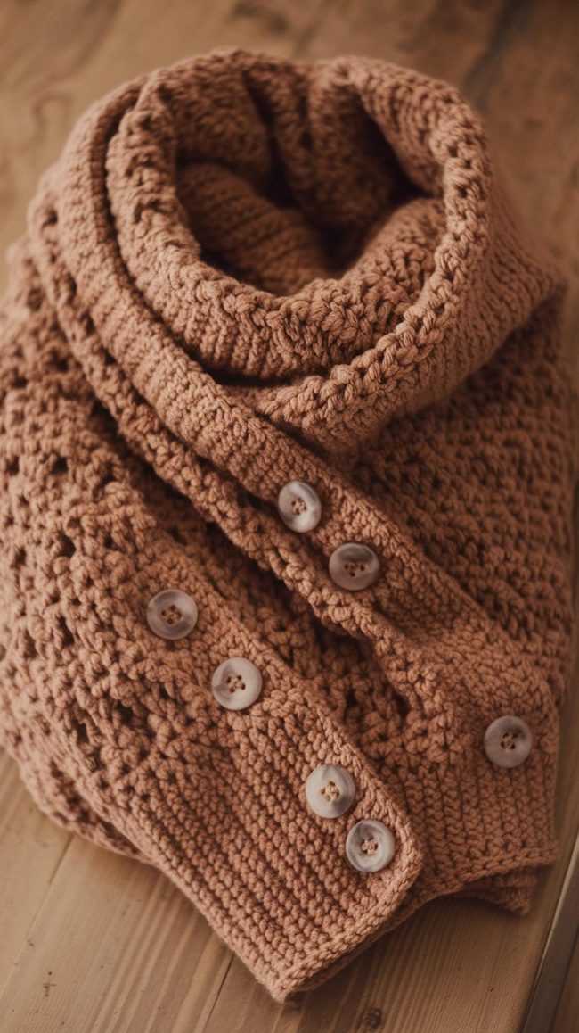 Buttoned Cowl in Chunky Yarn