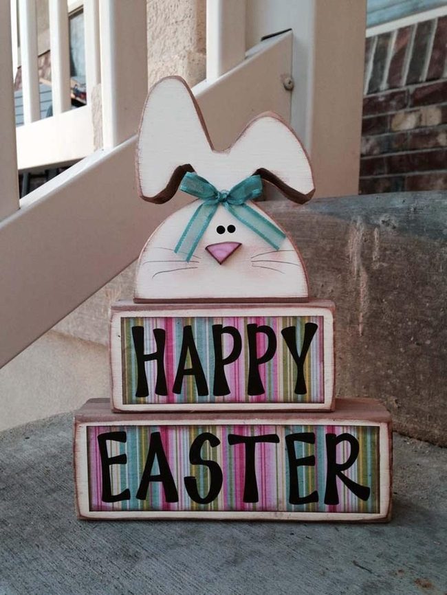 Stacked Bunnies On Stairs