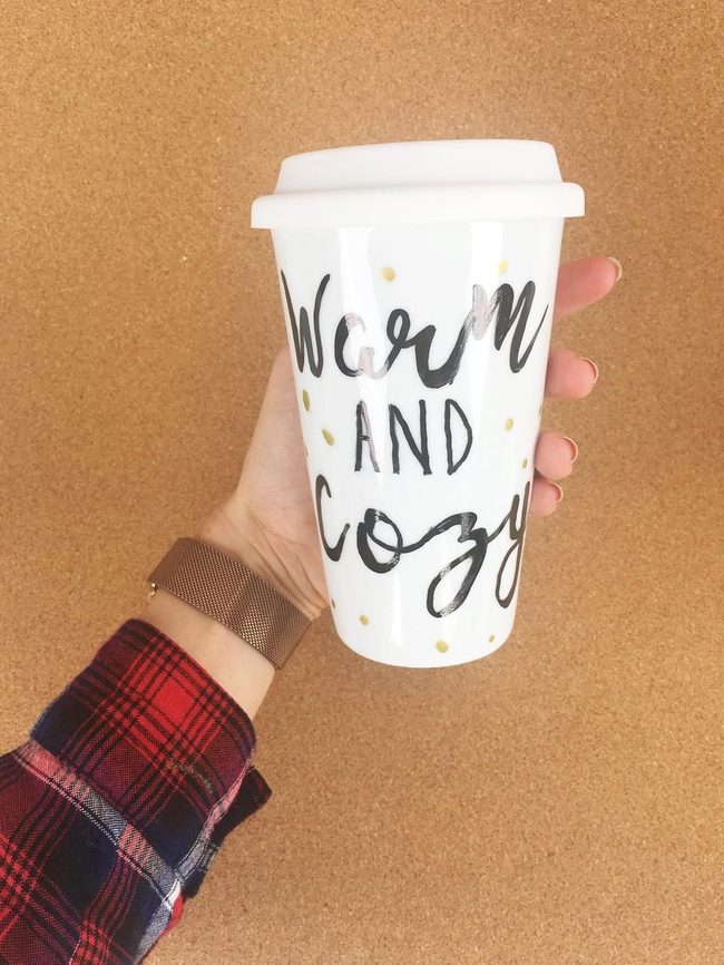 Gold Accented Travel Cups Red Black