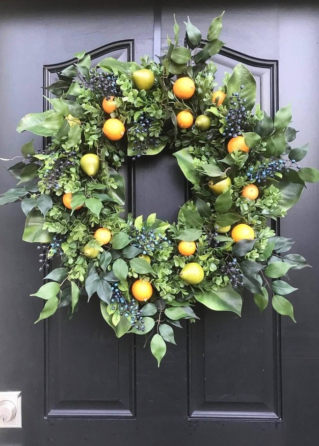 Dark Blue Door Fruit Wreath
