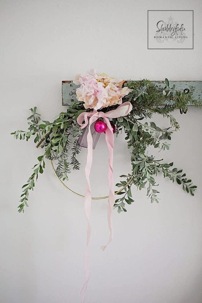 Pink Florals Green Foliage Gold