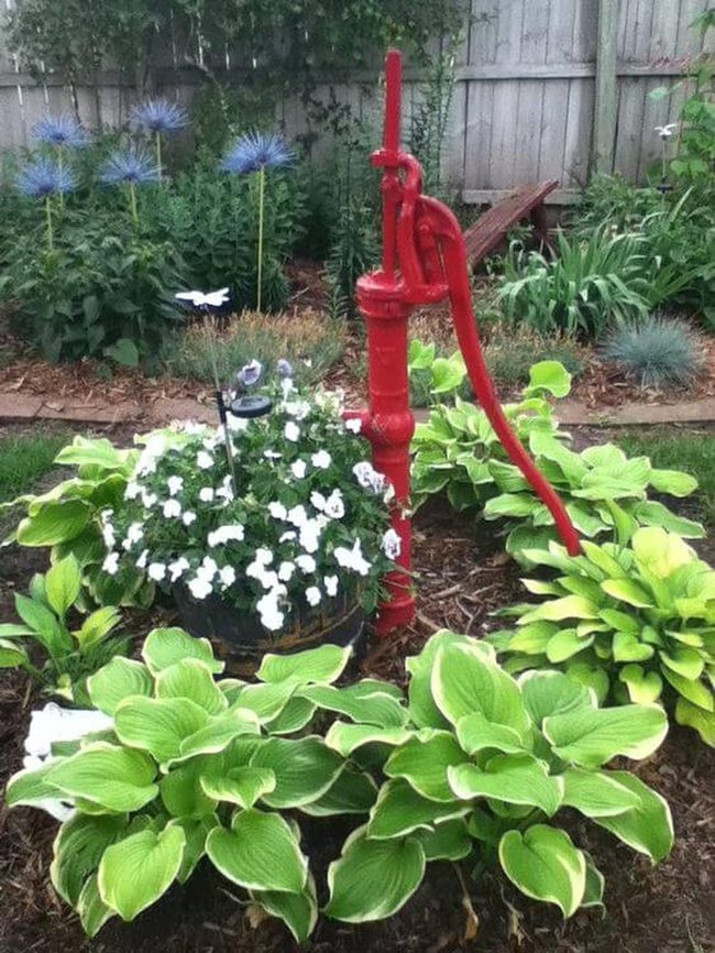 Vintage Iron Pump Garden Focal Point