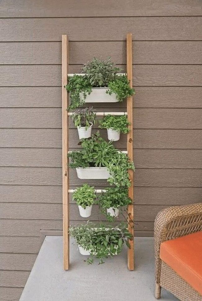Stacked Green Plants White Pots